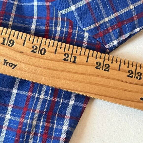 Wrangler Shirt Mens Size M Blue Plaid Western Pearl Snap Long Sleeve Cowboy - Picture 8 of 9